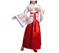 Kimono Kids Girls Silk Satin Ancient Robe Yukata Japanese Dressing Gown Traditional Sakura Print Long Kimono Chinese Kids Child Hanfu Dress Clothing Folk Dance Performance Traditional Dress Costume
