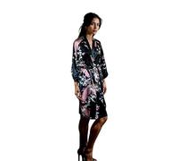 Kimono Robe Long 16 Colors Premium Peacock Bridesmaid Bridal Shower Womens Gift, 8 - 16 UK adult, Black