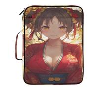 Kimono Sexy Anime Girl File Folder Organizer 7 Pockets A4 Letter Size with Zipper Closure for Office Folders for Documents