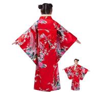 Kimono Suit Floral Print Silk Dress Dress
