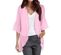 Kimono Women's Short Elegant Summer Jacket Beach Poncho Women's Chiffon Lightweight Cardigan Thin Cardigan Plain Beach Blouse Casual Beach Shirt Boho Bikini Cover Up Knitted Cardigan Short Sleeve