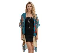 Kimonos for Women Casual Swimsuit Coverup Lightweight Boho Kimono Cardigans for Summer, Rz-navy Bloom Night, One Size