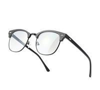 kimorn Blue Light Blocking Glasses Semi Rimless Eyewear For Women Men Anti Eyestrain Blue Ray Filter Lens KS052 (Glossy Black Frame/Anti-blue Light Lens)