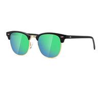 kimorn Polarized Sunglasses Unisex Retor Semi-Rimless Frame Classic Eyewear AE0550 (Matte Black Green Mirror, 52)