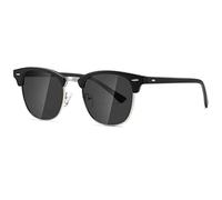 kimorn Polarized Sunglasses Unisex Retor Semi-Rimless Frame Classic Eyewear AE0550 (Matte Black Grey Lens, 52)