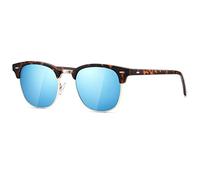 kimorn Polarized Sunglasses Unisex Retor Semi-Rimless Frame Classic Eyewear AE0550 (Matte Tortoiseshell Blue Lens, 52)