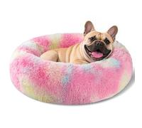 kimpets Dog Bed Calming Dog Beds for Small Medium Large Dogs - Round Donut Washable Dog Bed, Anti-Slip Faux Fur Fluffy Donut Cuddler Anxiety Cat Bed(20"/27"/35") (S 20''x20'', Color)