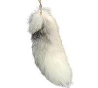 kimprinsj Fox Tail Keychain 40cm Fox Tail Keyring Shaggy Faux Fur Tail Decoration Pendant Party Costume Furry Tails Cute Fox Animal Tail Keychain Handbag Tassel Ring Key Chain (white)