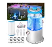 KimPump 1000 GPH Light-Up Pool Filter Pump for Above Ground Pools | Built-in Blue LED Light, Transparent Housing for Real-Time Water Circulation & Filtration Monitor, Pool Cartridge Filter Pump System