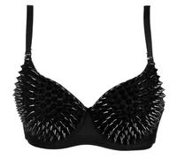 Kimring Women's Steampunk B Cup Spike Studs Rivet Party Club Rave Underwire Sport Bras Tops Black Small
