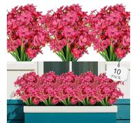 Kimroxi Artificial Flowers Outdoor 10 Bundles Fake Violet Plants Faux Flowers for Garden Balcony Hanging Baskets Vase Indoor Home Wedding Party Decoration