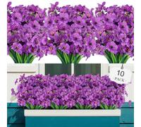 Kimroxi Artificial Flowers Outdoor 10 Bundles Fake Violet Plants Faux Flowers for Garden Balcony Hanging Baskets Vase Indoor Home Wedding Party Decoration
