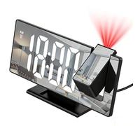 Kimroxi Digital Alarm Clock Projection Alarm Clock Electronic Mirror Clock with LED Screen 12/24H Temperature Snooze Function Brightness Adjustable for Bedroom Home Office(Adapter Not Included)