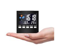 Kimroxi Handy Digital Alarm Clock Little Bedside Clocks Time Temperature Humidity 12/24H for Home Bedroom Office Travel Battery Operated (Battery Not Included)