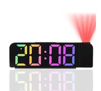 Kimroxi LED Colorful Projection Alarm Clocks Digital Bedside Projector Clock with Temperature, Snooze, Adjustable Brightness, 12/24H for Bedroom Home Office(Adapter Not Included)