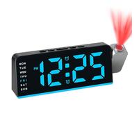 Kimroxi LED Digital Projection Alarm Clock Bedside with Adjustable Brightness, Decoration Light, Clear 12/24H Temperature Date W isplay, Dual Alarms, Snooze for Bedroom Living Room