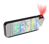 Kimroxi Projection Alarm Clock, LED Digital Colorful Mirror Clock, Bedside Projector with Temperature, Snooze, Adjustable Brightness, 12/24H for Bedroom Home Office(Adapter Not Included)