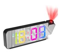 Kimroxi Projection Alarm Clock, LED Digital Colorful Mirror Clock, Bedside Projector with Temperature, Snooze, Adjustable Brightness, 12/24H for Bedroom Home Office(Adapter Not Included)