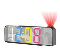 Kimroxi Projection Alarm Clock, LED Digital Colorful Mirror Clock, Bedside Projector with Temperature, Snooze, Adjustable Brightness, 12/24H for Bedroom Home Office(Adapter Not Included)