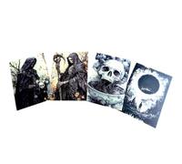 Kims Crafty Corner Gothic Autumn Postcard Set - 4 Dark Academia Art Prints with Haunted Houses, Skeleton Trees & Victorian Figures | Vintage Gothic Stationery or Wall Art Décor (Soulful Dead Set 3)