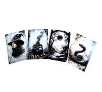 Kims Crafty Corner Gothic Autumn Postcard Set - 4 Dark Academia Art Prints with Haunted Houses, Skeleton Trees & Victorian Figures | Vintage Gothic Stationery or Wall Art Décor (Black Wicca Set 30)