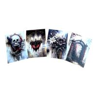 Kims Crafty Corner Gothic Autumn Postcard Set - 4 Dark Academia Art Prints with Haunted Houses, Skeleton Trees & Victorian Figures | Vintage Gothic Stationery or Wall Art Décor (Red Fantasy Set 4)