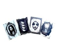 Kims Crafty Corner Gothic Autumn Postcard Set - 4 Dark Academia Art Prints with Haunted Houses, Skeleton Trees & Victorian Figures | Vintage Gothic Stationery or Wall Art Décor (Black Wicca Set 21)