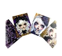 Kims Crafty Corner Gothic Dark Academia Postcards - 4 Mini Art Prints with Gothic Doll Portraits & Roses | Vintage Victorian Stationery or Wall Art Décor Gift Set (Haunted Blonde Black Rose 4pc Set)