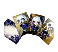 Kims Crafty Corner Gothic Dark Academia Postcards - 4 Mini Art Prints with Gothic Doll Portraits & Roses | Vintage Victorian Stationery or Wall Art Décor Gift Set (Animation Blonde 4pc Set)