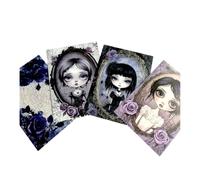 Kims Crafty Corner Gothic Dark Academia Postcards - 4 Mini Art Prints with Gothic Doll Portraits & Roses | Vintage Victorian Stationery or Wall Art Décor Gift Set (Lilac Rose 4 pc Set)
