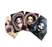 Kims Crafty Corner Gothic Dark Academia Postcards - 4 Mini Art Prints with Gothic Doll Portraits & Roses | Vintage Victorian Stationery or Wall Art Décor Gift Set (Victorian Noir 4pc Set)
