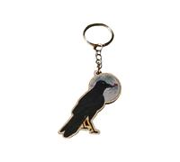 Kims Crafty Corner Gothic Halloween Keyring, Wooden Witch and Warrior Keychain, Spooky Fantasy Artwork Keyring, Small Autumn Gift, Fall Accessory Witch (Raven)