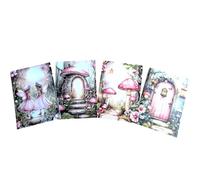 Kims Crafty Corner Purple Witch Postcard Set - 4 Fantasy Art Prints with Moonlit Forest, Magic & Pumpkins | Witchy Aesthetic Stationery or Wall Art Gift Set (Pink Fairy Cottage Core Set 2)