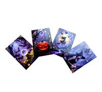 Kims Crafty Corner Purple Witch Postcard Set - 4 Fantasy Art Prints with Moonlit Forest, Magic & Pumpkins | Witchy Aesthetic Stationery or Wall Art Gift Set (Pumpkin Spell)