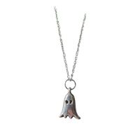 Kims Crafty Corner Silver Animal Pendant Necklace - Cute Enamel, 18" Silver Plated Chain - Cat, Spider, Witchy & Alternative Jewellery (Silver Ghost Necklace)