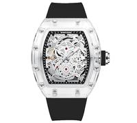 KIMSDUN-Stylish Skeleton Sport Watches, Waterproof, Automatic Mechanical Wristwatch, Transparent Tonneau Case Casual Watch, Silicone Strap for Men Unisex Gift, Skeleton, Automatic Mechanical