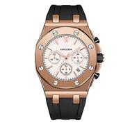 KIMSDUN Stylish Sport Watches, 3 Dials, Stopwatch, 24 Hours, Waterproof, Date Calendar, Analog Quartz Wristwatch, Casual Watch, Silicone Strap for Men Students Unisex, Gold-Gold-White, Sport watch,