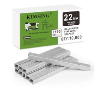 KIMSING 7110 22 Gauge Type 71 Galvanized Upholstery Staples, 10.8mm Crown 10mm Leg Length, 10,000pcs per Box, Fasteners for Fine Wire Stapler