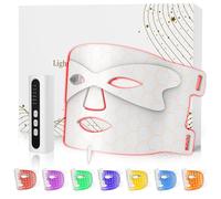 KIMTAR LED Face Mask, Red Light Therapy, LED Mask for Face in 7 Colours for Acne Treatment, Wrinkle Reduction and Skin Rejuvenation, Portable Red Light Leaf Mask for Home Skin Care, White