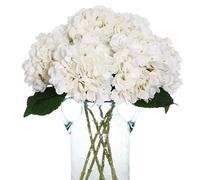 Kimura's Cabin 6pcs Fake White Flowers Artificial Silk Hydrangea Flowers Bouquets Faux Hydrangea Stems for Home Table Centerpieces Wedding Party Decoration (White)