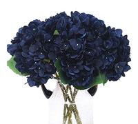 Kimura's Cabin 6pcs Nava Blue Silk Flower Artificial Hydrangea Flowers Floral Arrangements in Vase Faux Hydrangea Stems for Wedding Centerpieces for Tables Party DIY Halloween Decoration
