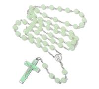 KIMUWHI Glow in The Dark Catholic Rosary Necklace for Women with Luminous Prayer Beads, Jesus Crucifix, and Mary Medal - Religious Jewelry Gift, Plastic, No Gemstone