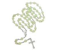 KIMUWHI Glow in The Dark Catholic Rosary Necklace for Women with Luminous Prayer Beads, Jesus Crucifix, and Mary Medal - Religious Jewelry Gift, Plastic, No Gemstone