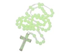KIMUWHI Glow in The Dark Catholic Rosary Necklace for Women with Luminous Prayer Beads, Jesus Crucifix, and Mary Medal - Religious Jewelry Gift, Plastic, No Gemstone