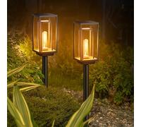 Kimuwote 2 x Solar Outdoor Garden Lights, IP65 Waterproof Solar Path Lights for Garden, Patio, Lawn, Outdoor (Warm White)