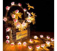 Kimuwote Fairy Lights Cherry Blossoms, 4 m 40 LED Fairy Lights, Indoor Battery, Fairy Lights Flowers Garland with Timing Function, Pink Fairy Lights for Girls Bedroom, Wedding, Spring Decoration