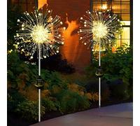 Kimuwote Solar Outdoor Garden Light, 2 Pieces 120 LED Solar Fireworks, 8 Modes Solar String Light for Outdoor, Garden, Lawn, Terrace, Christmas Decoration