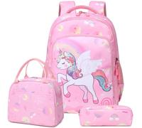 Kimwadalh Girls School Backpack for Primary School Bag Set Bookbag Unicorn Lightweight Backpacks Children Rucksack Daypack 3 in 1 Schoolbags Girls for Schools, Travel, Sports