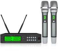 Kimyah Wireless Microphone System, Dual UHF 200 Channel Handheld Microphone Wireless, Auto Connect 328ft Coverage Wireless Microphones & Systems, Cordless Mic Suitable for Church,Wedding,DJ,Karaoke