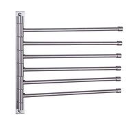 kimzcn Swivel Towel Bar 6-Arm Bathroom Towel Holder Wall-Mounted Swing Out Towel Rack with Hooks Rustproof Brushed Finish